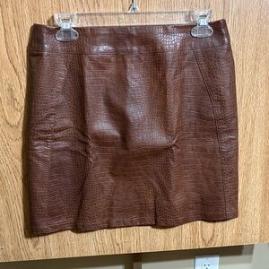 Love Riche Brown Croc-Embossed (faux leather) Mini Skirt